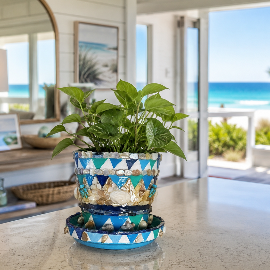 Tide Pool Treasures - Mosaic Art Planter