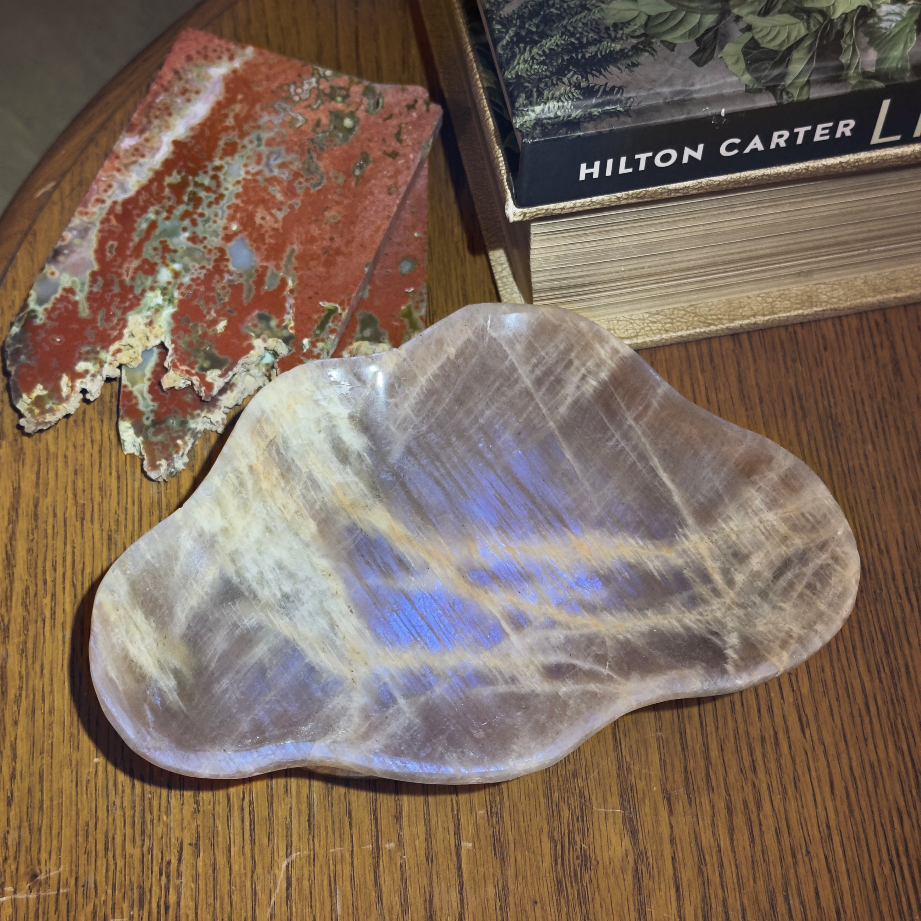 Large Black & Peach Moonstone Cloud Shaped Trinket Dish