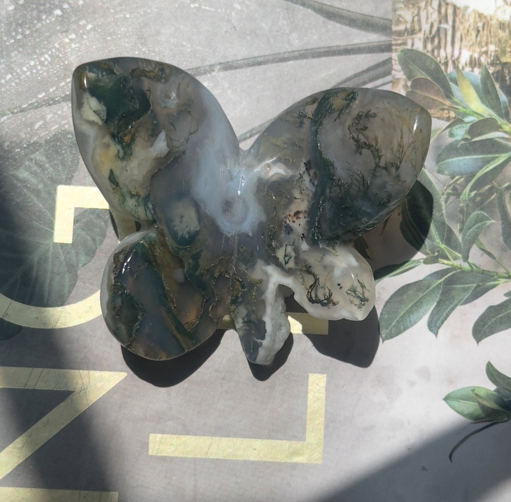 Moss Agate 3D Butterfly - A
