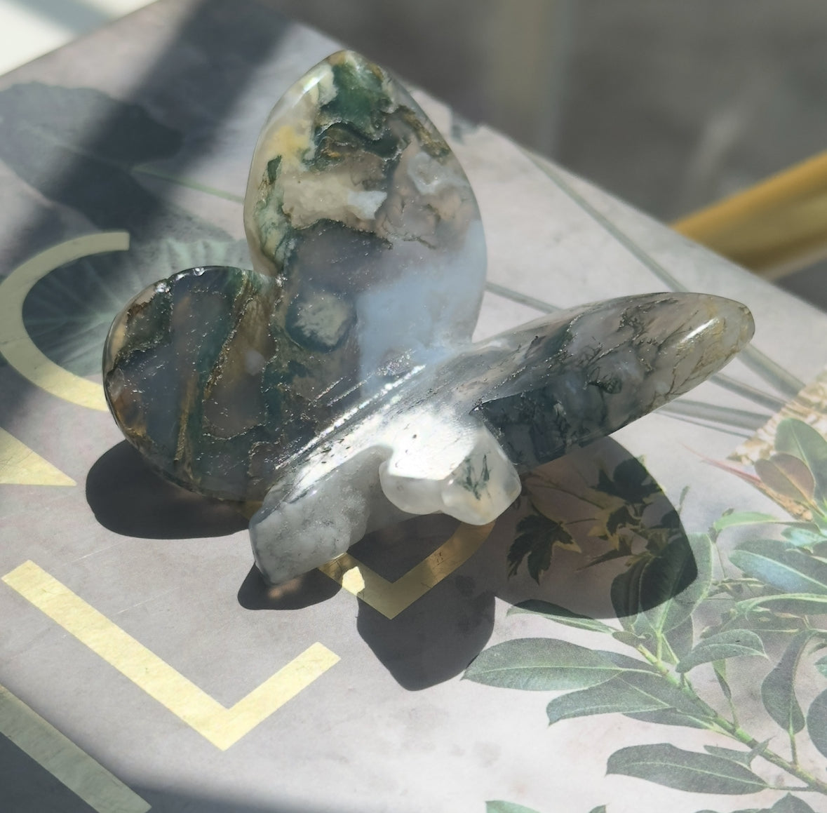 Moss Agate 3D Butterfly - A