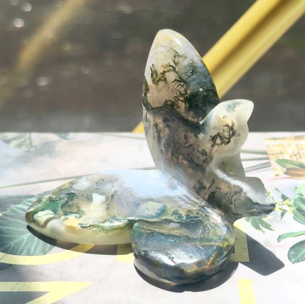 Moss Agate 3D Butterfly - A