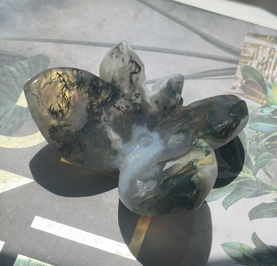 Moss Agate 3D Butterfly - A