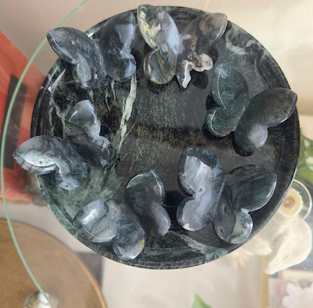 Moss Agate 3D Butterfly - A