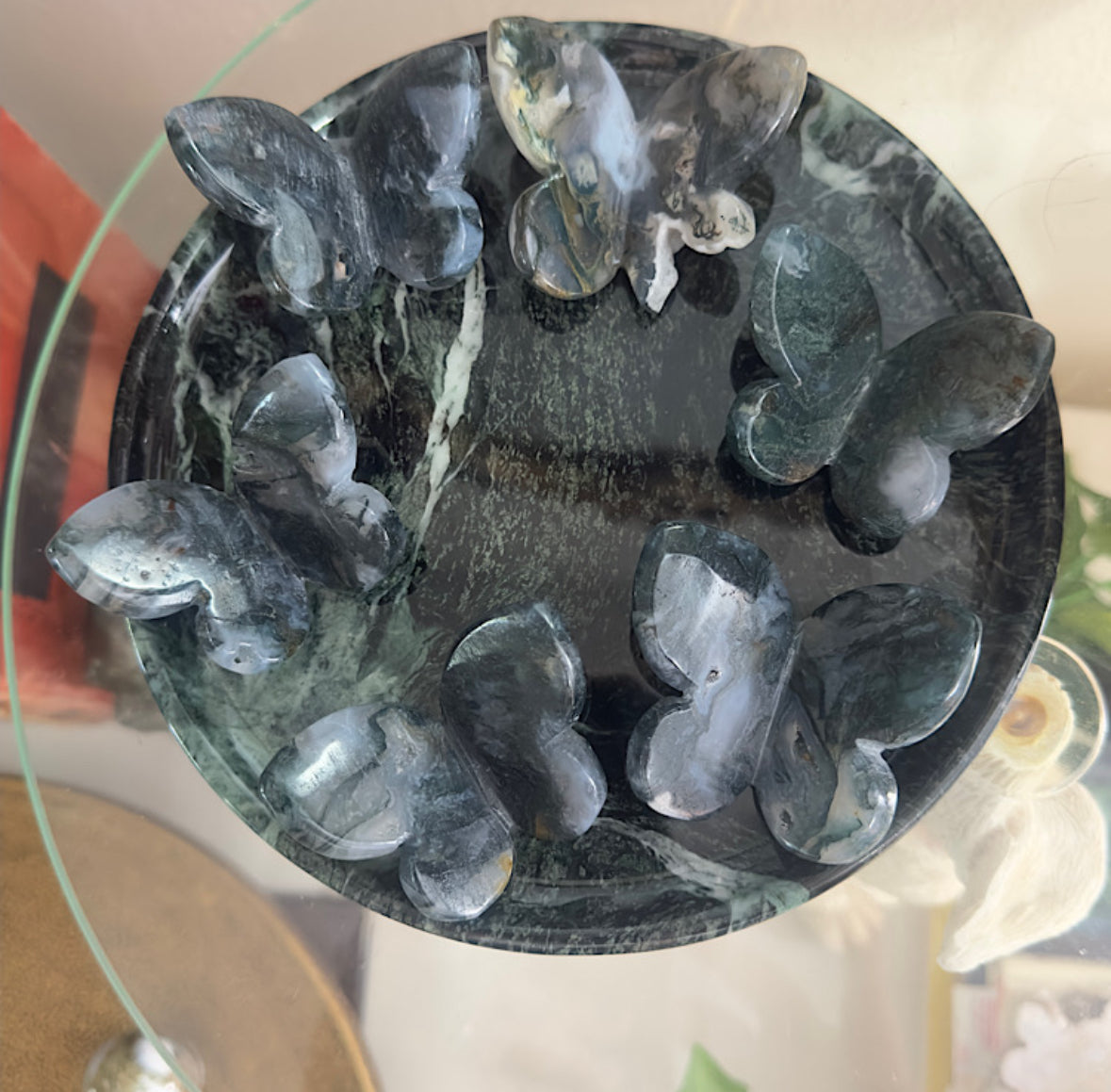 Moss Agate 3D Butterfly - A