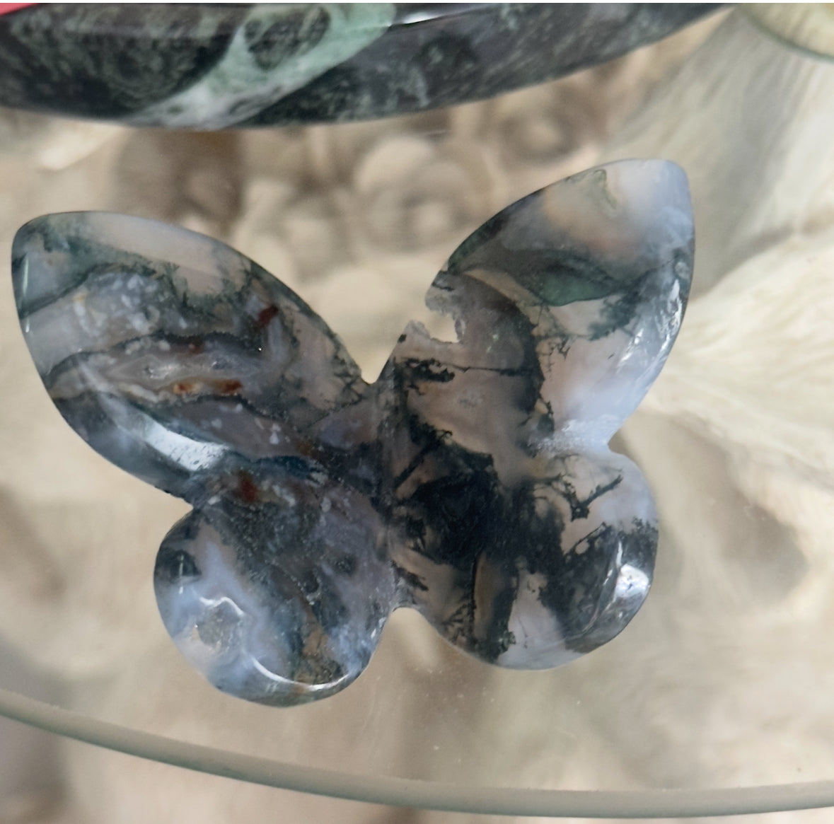Moss Agate 3D Butterfly - B