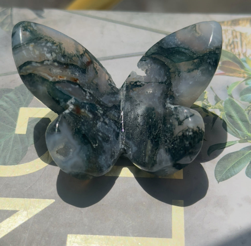 Moss Agate 3D Butterfly - B