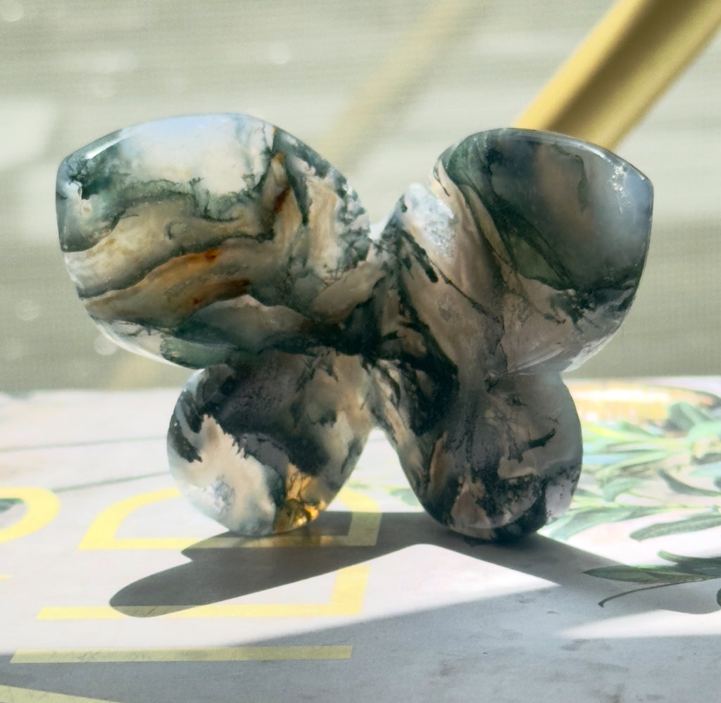Moss Agate 3D Butterfly - B