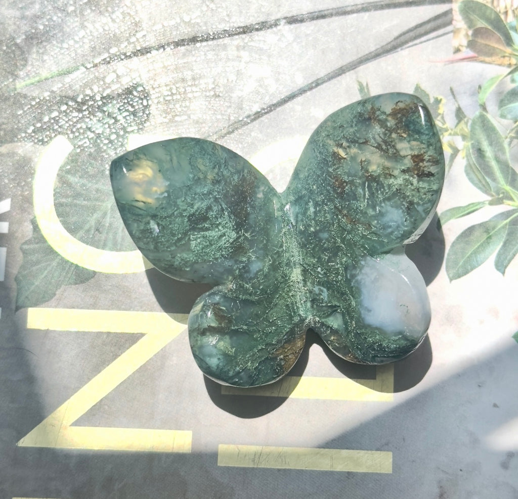 Moss Agate 3D Butterfly - C