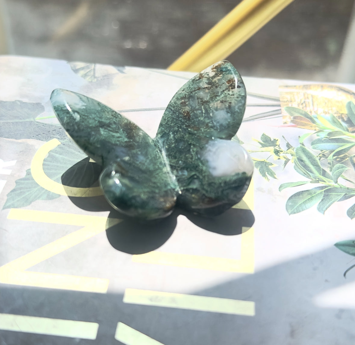 Moss Agate 3D Butterfly - C