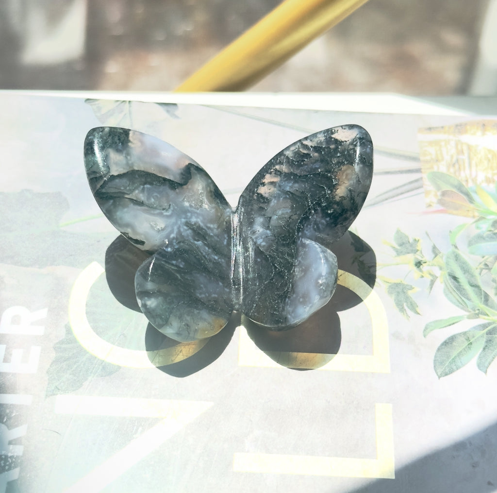 Moss Agate 3D Butterfly - D