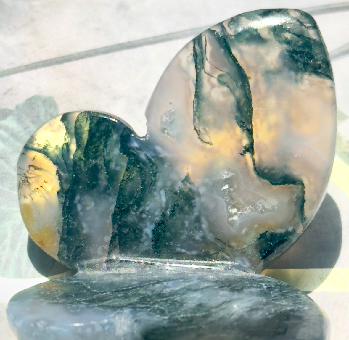 Moss Agate 3D Butterfly - D