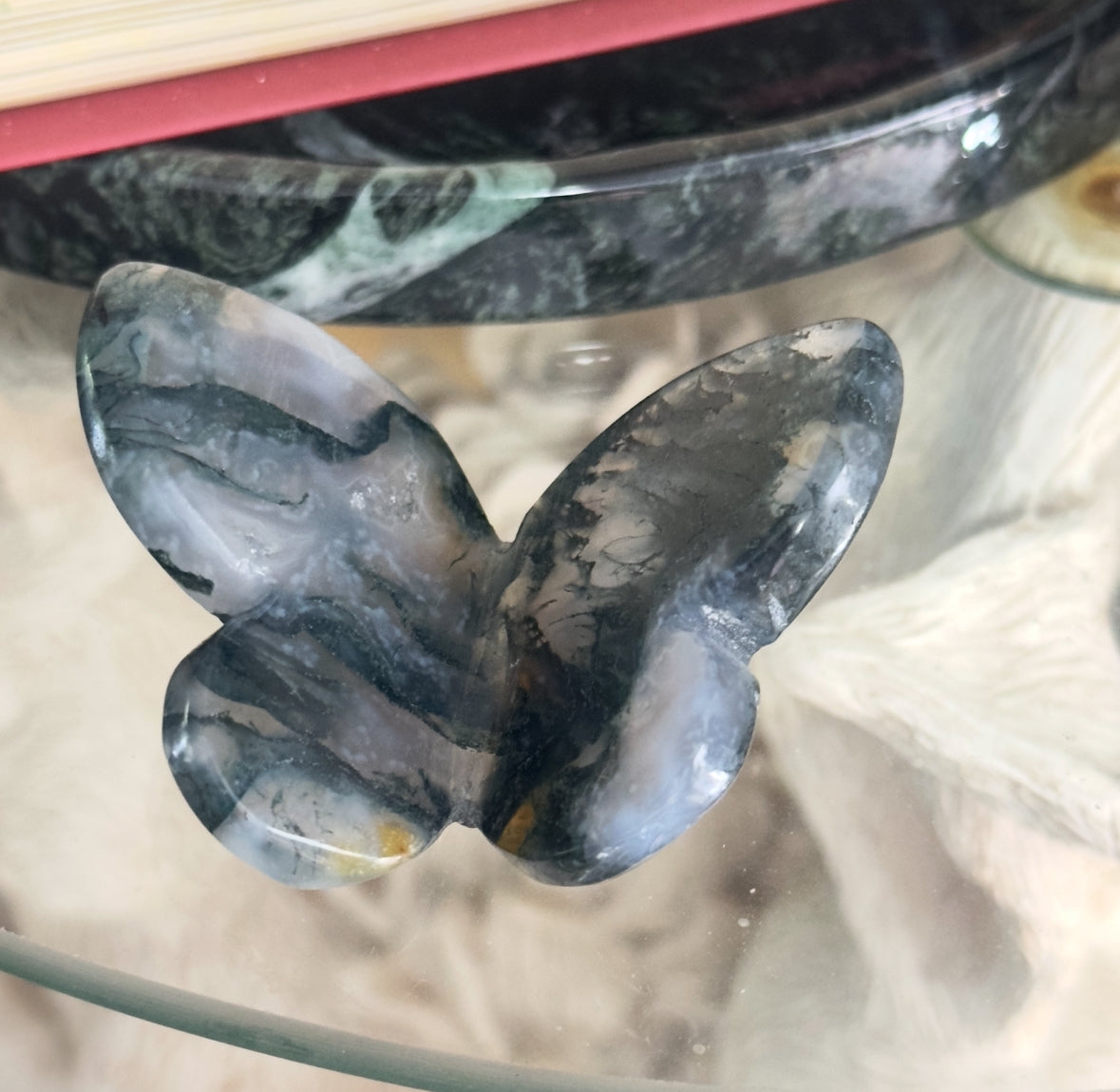 Moss Agate 3D Butterfly - D