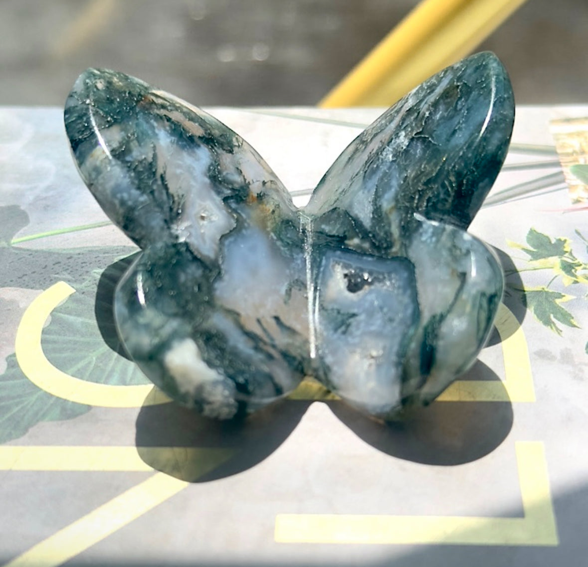 Moss Agate 3D Butterfly - E