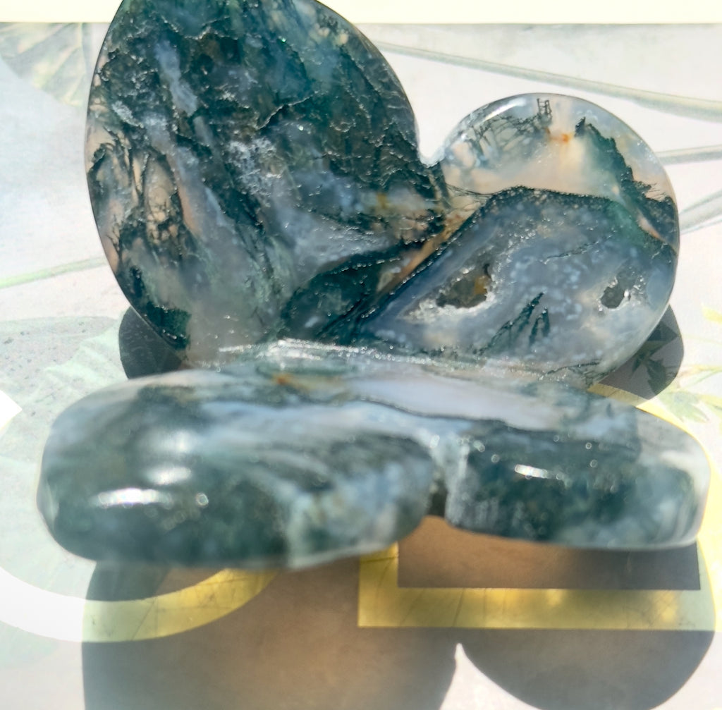 Moss Agate 3D Butterfly - E