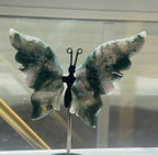 Moss Agate Butterfly on Stand - B