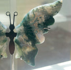 Moss Agate Butterfly on Stand - B