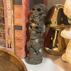 3 Skull Stack Pyrite Carving | See No Evil, Hear No Evil, Speak No Evil