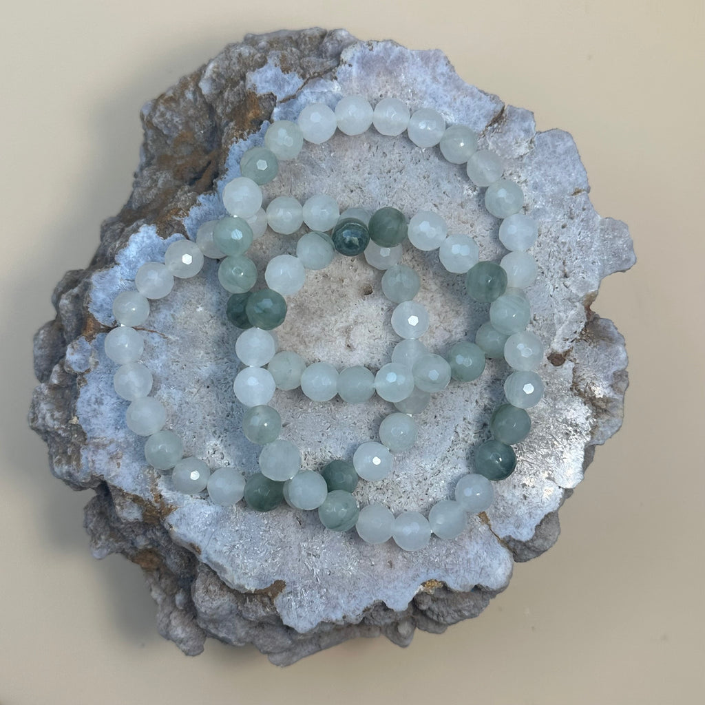 Faceted Green Jade Bracelet