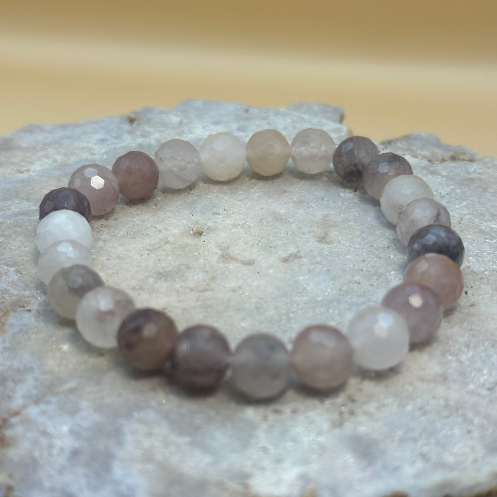 Faceted Lavender Jade + Quartz