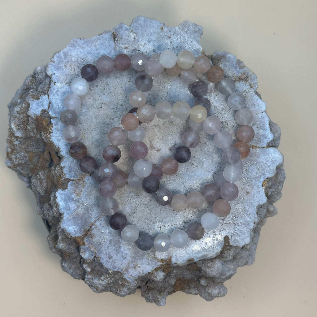 Faceted Lavender Jade + Quartz