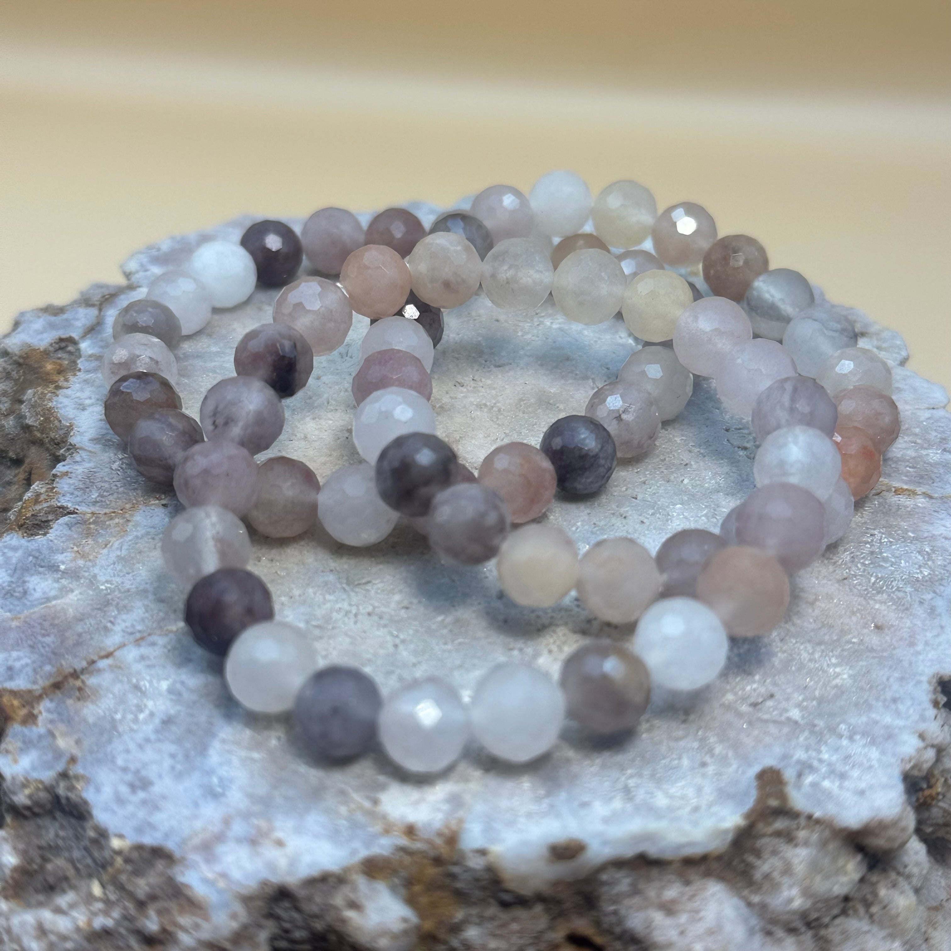 Faceted Lavender Jade + Quartz