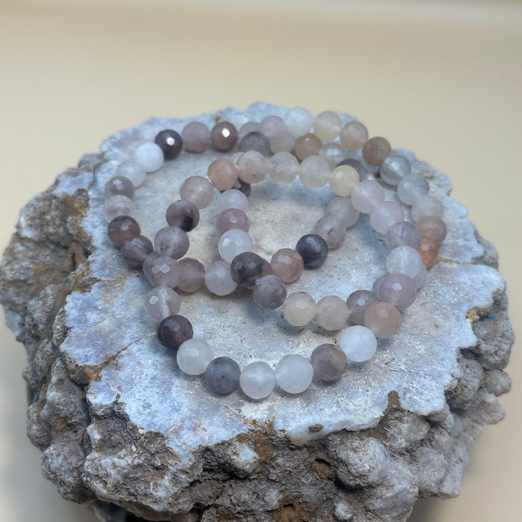 Faceted Lavender Jade + Quartz