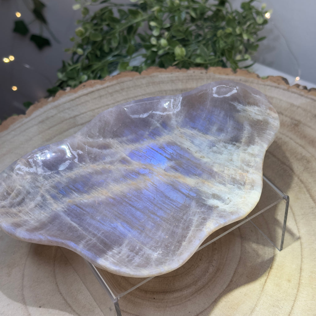 Large Black & Peach Moonstone Cloud Shaped Trinket Dish
