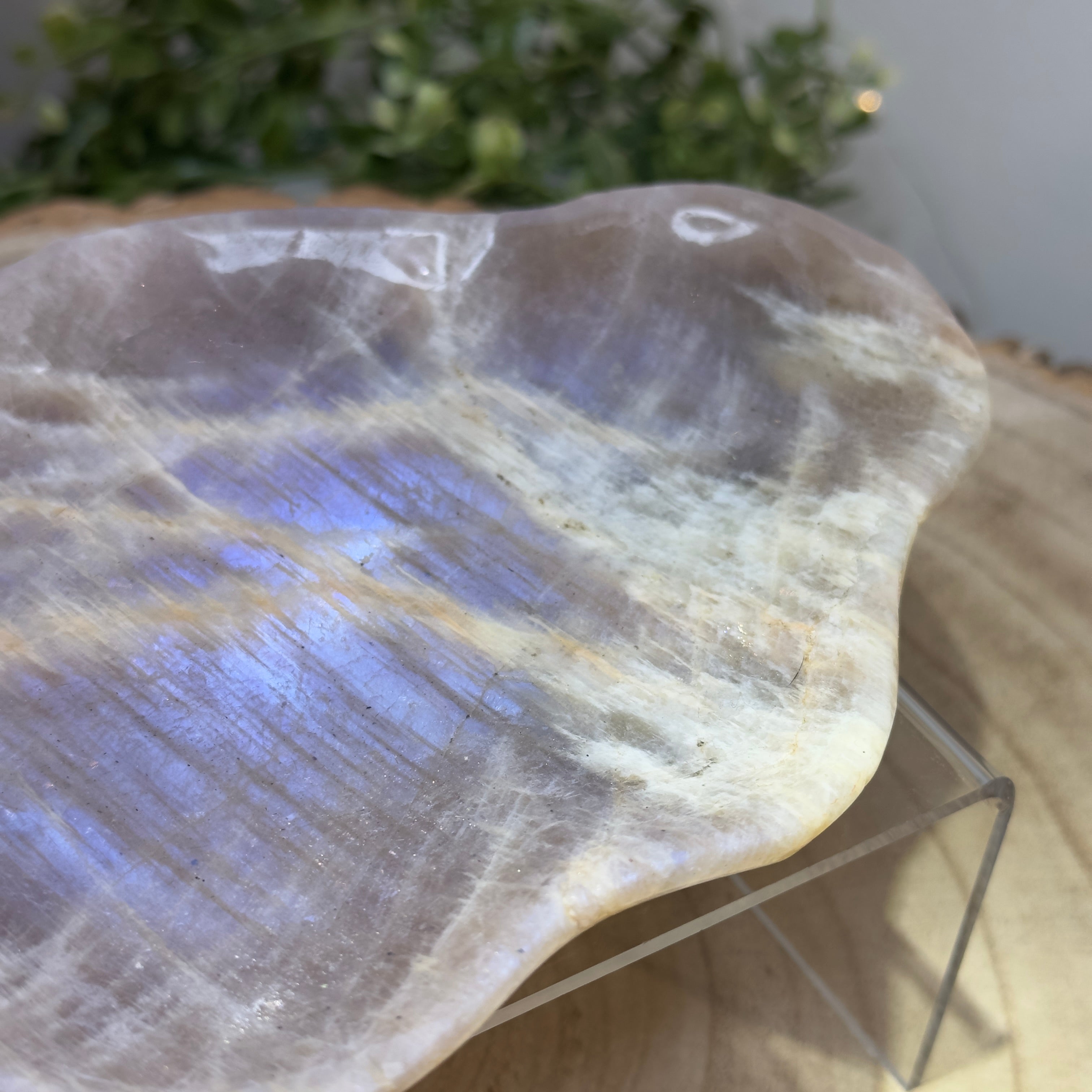 Large Black & Peach Moonstone Cloud Shaped Trinket Dish