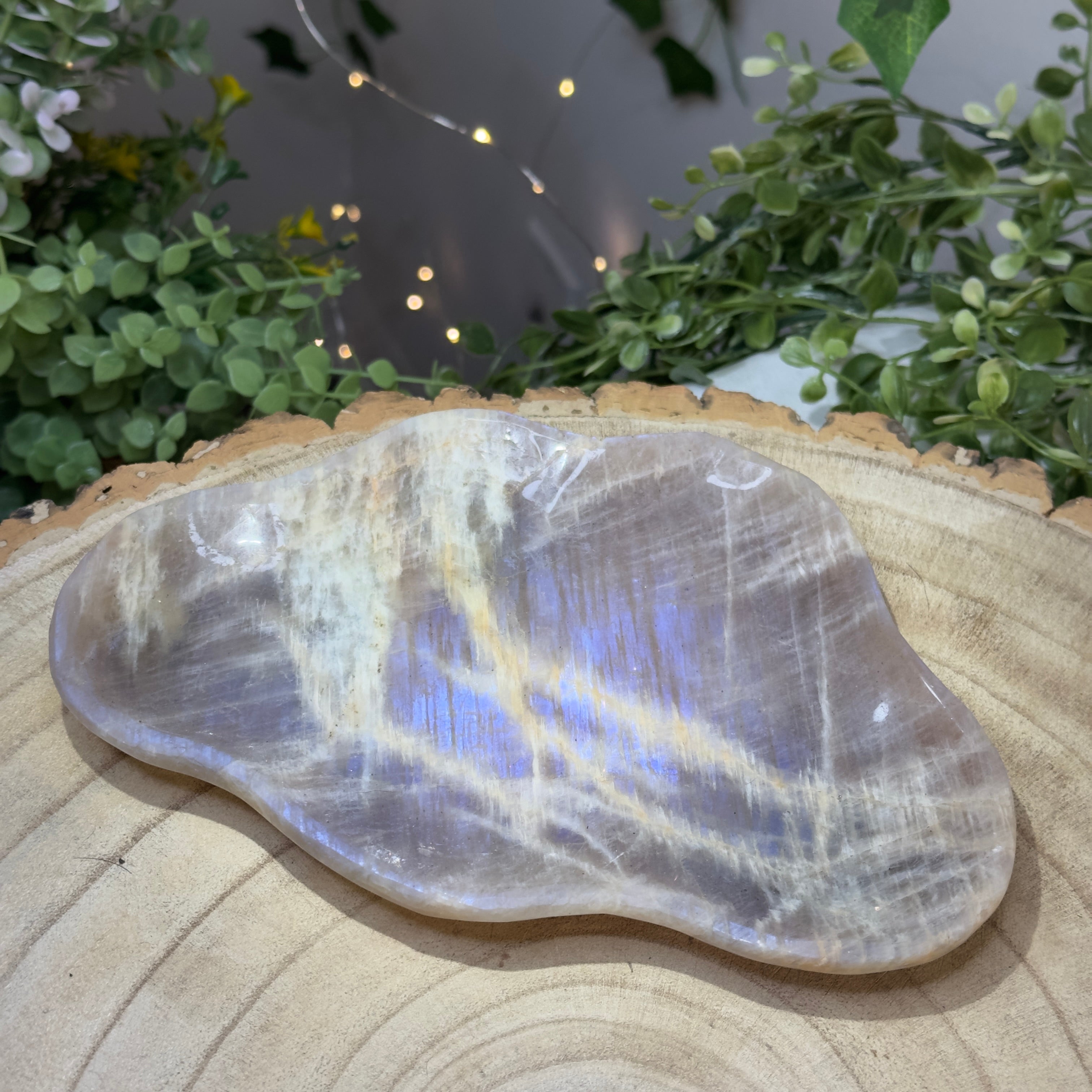 Large Black & Peach Moonstone Cloud Shaped Trinket Dish