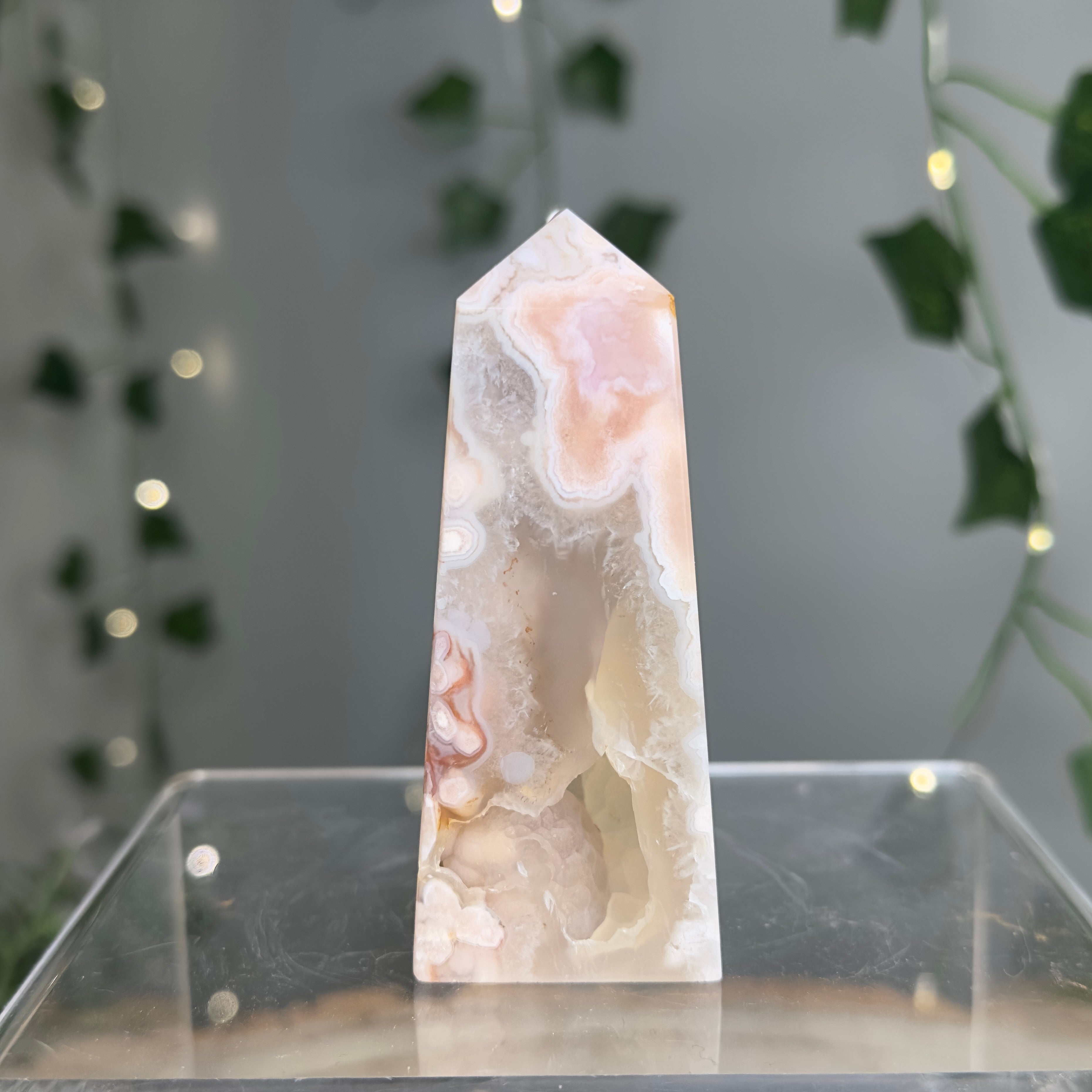 Flower Agate Tower with Druzy Portal