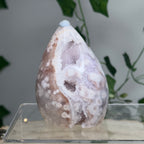 Flower Agate & Pink Amethyst Druzy Freeform