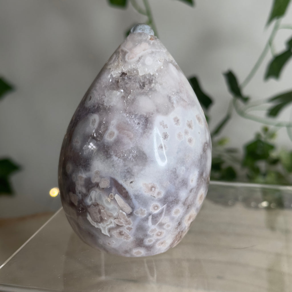 Flower Agate & Pink Amethyst Druzy Freeform