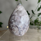 Flower Agate & Pink Amethyst Druzy Freeform