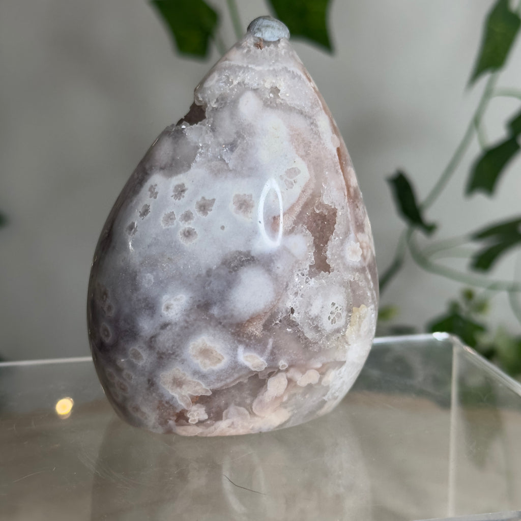 Flower Agate & Pink Amethyst Druzy Freeform