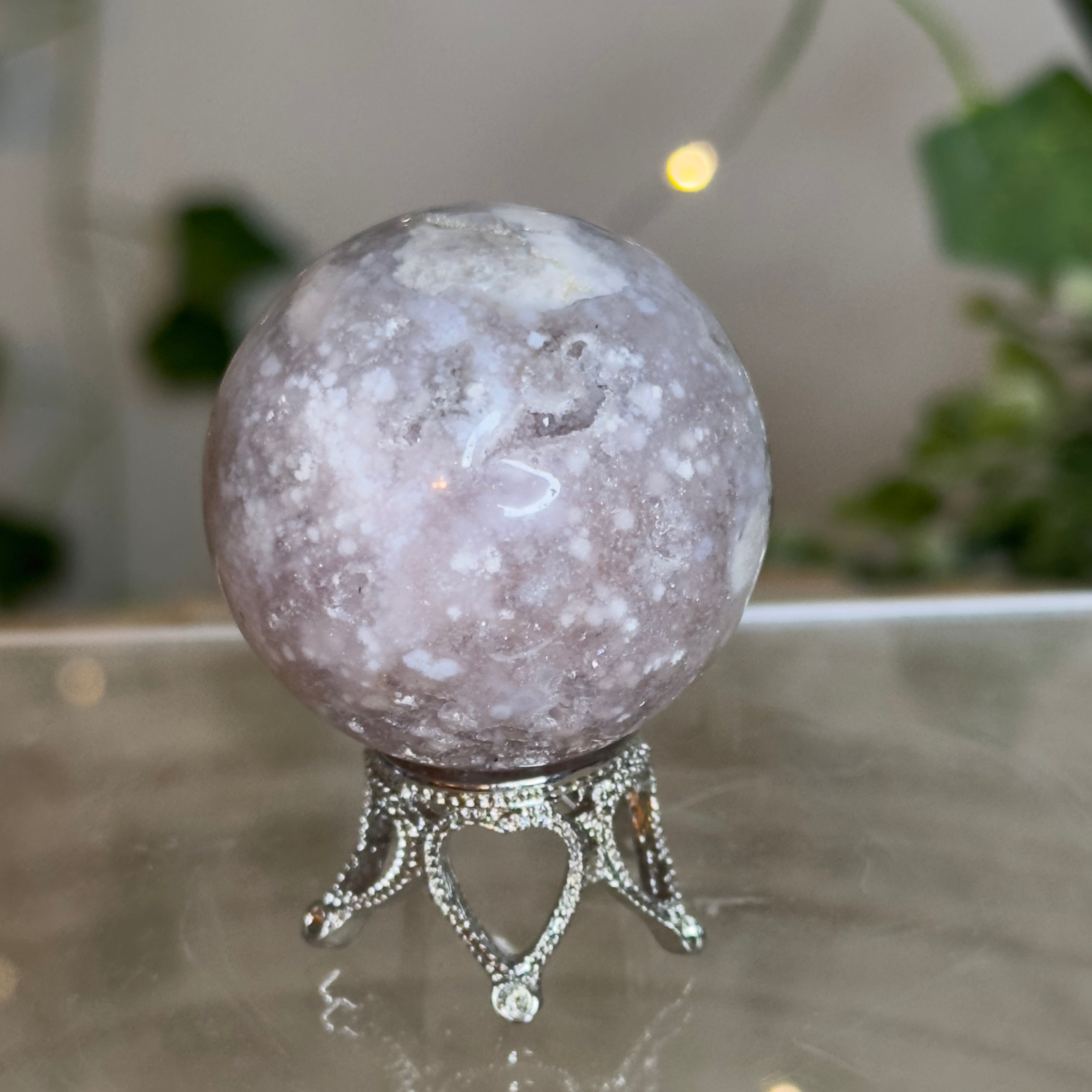 Small Flower Agate Sphere