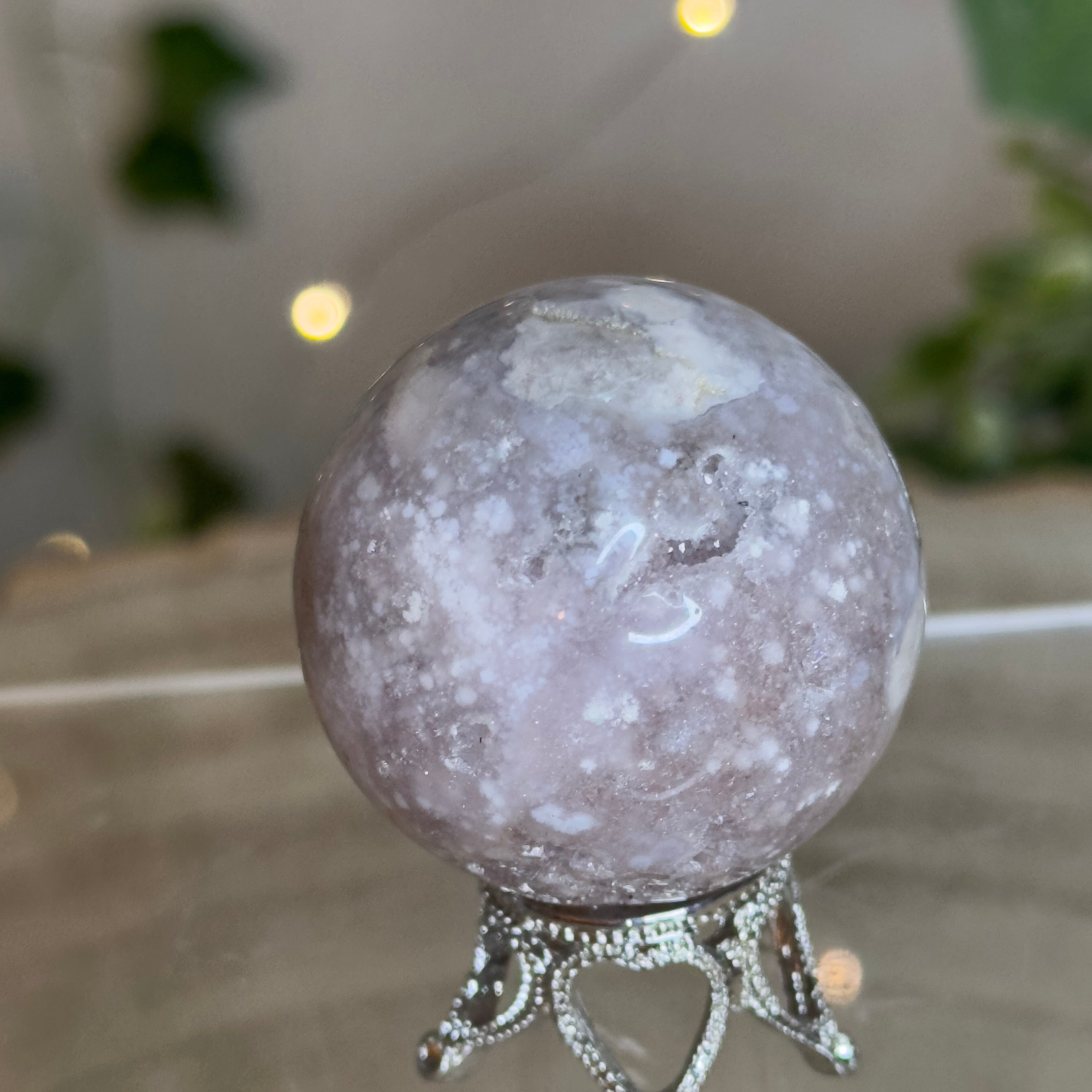 Small Flower Agate Sphere