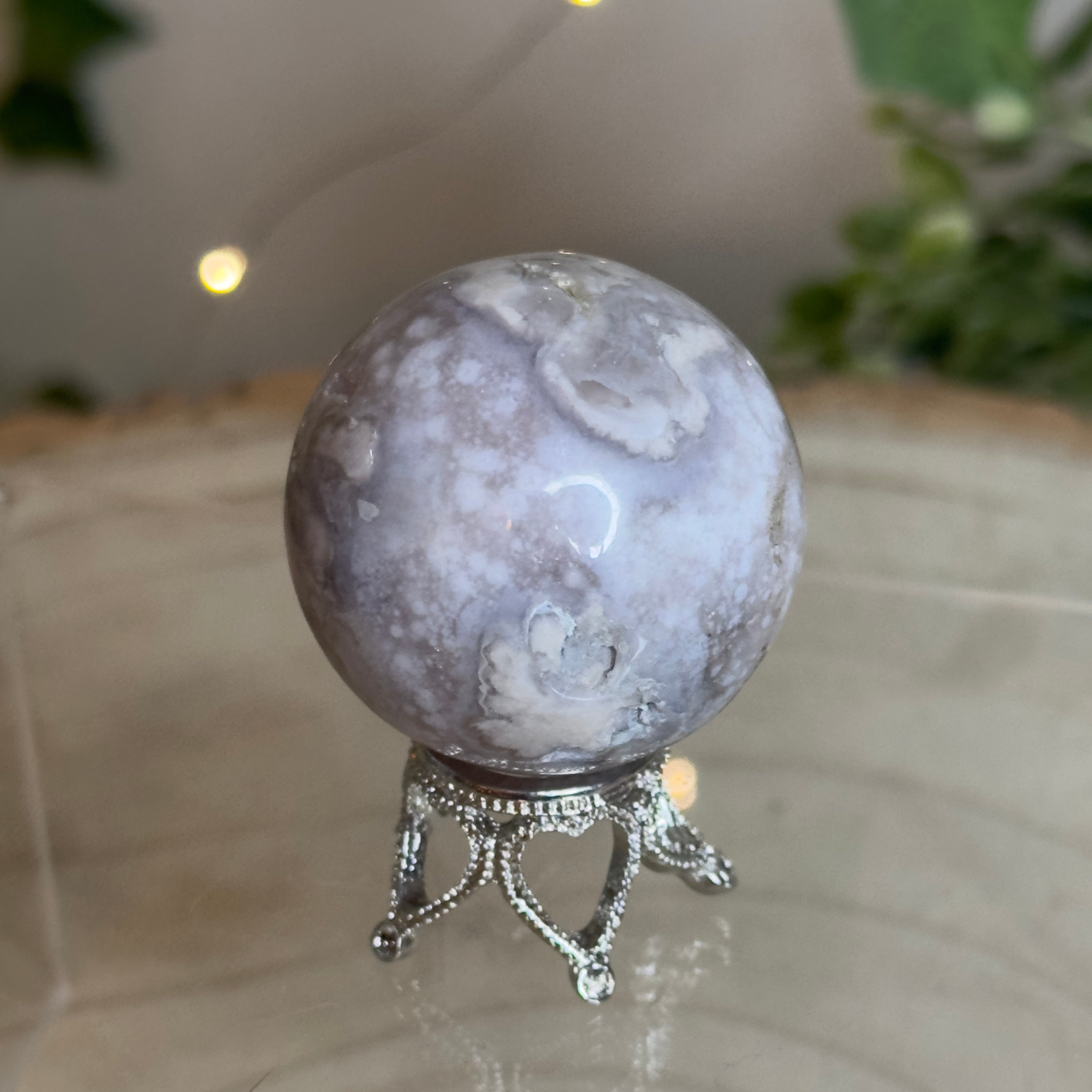 Small Flower Agate Sphere