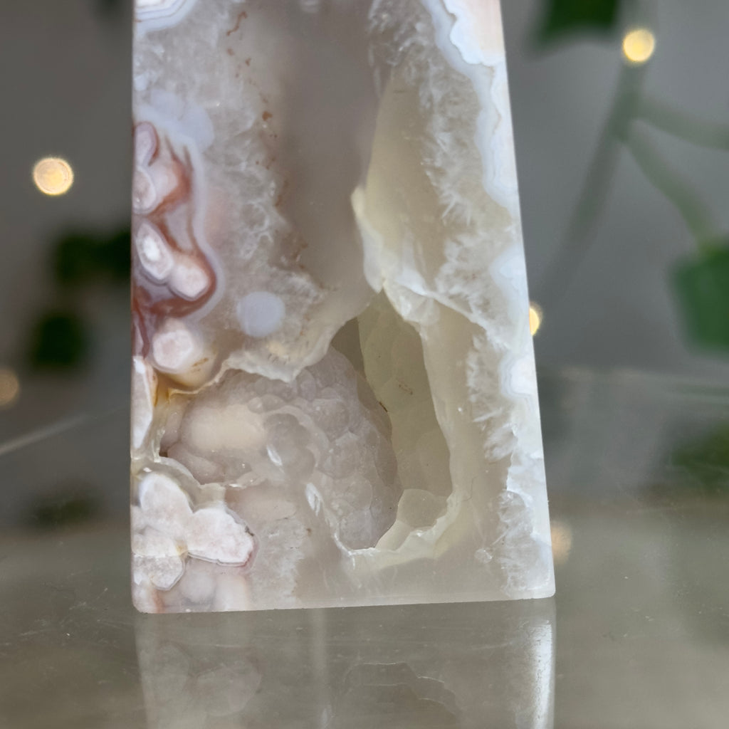 Flower Agate Tower with Druzy Portal