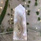 Flower Agate Tower with Druzy Portal