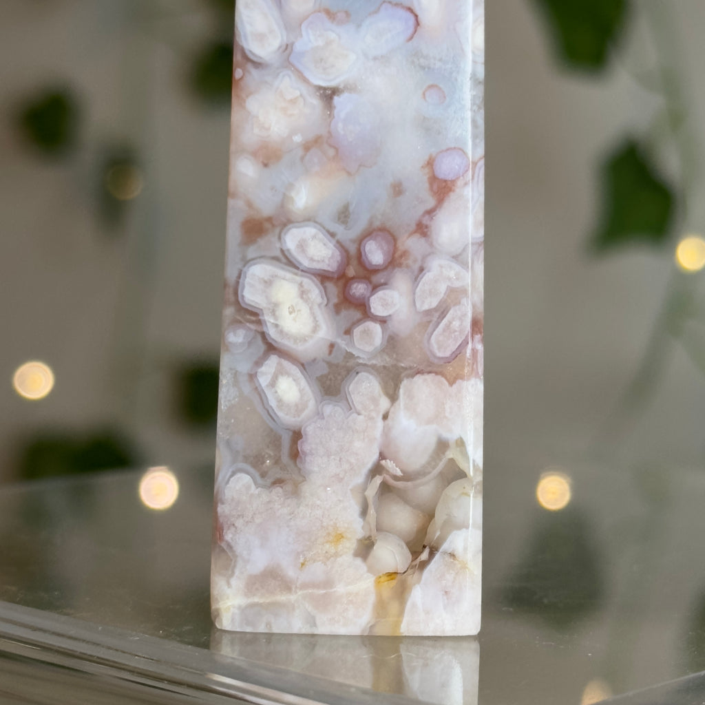 Flower Agate Tower with Druzy Portal