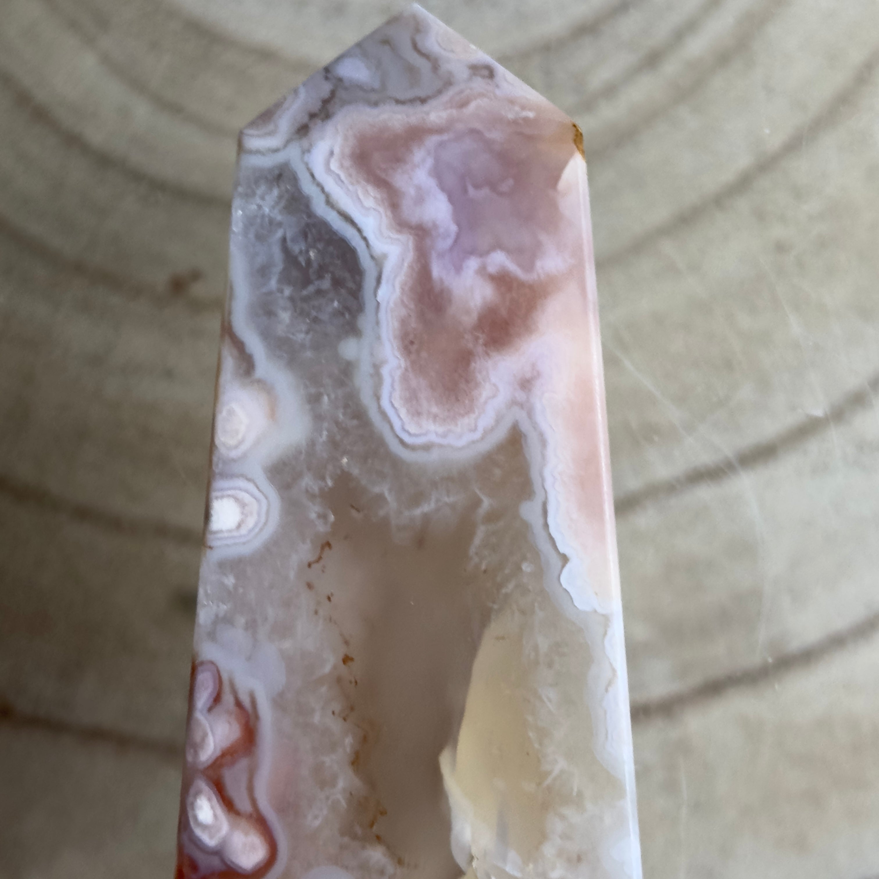 Flower Agate Tower with Druzy Portal