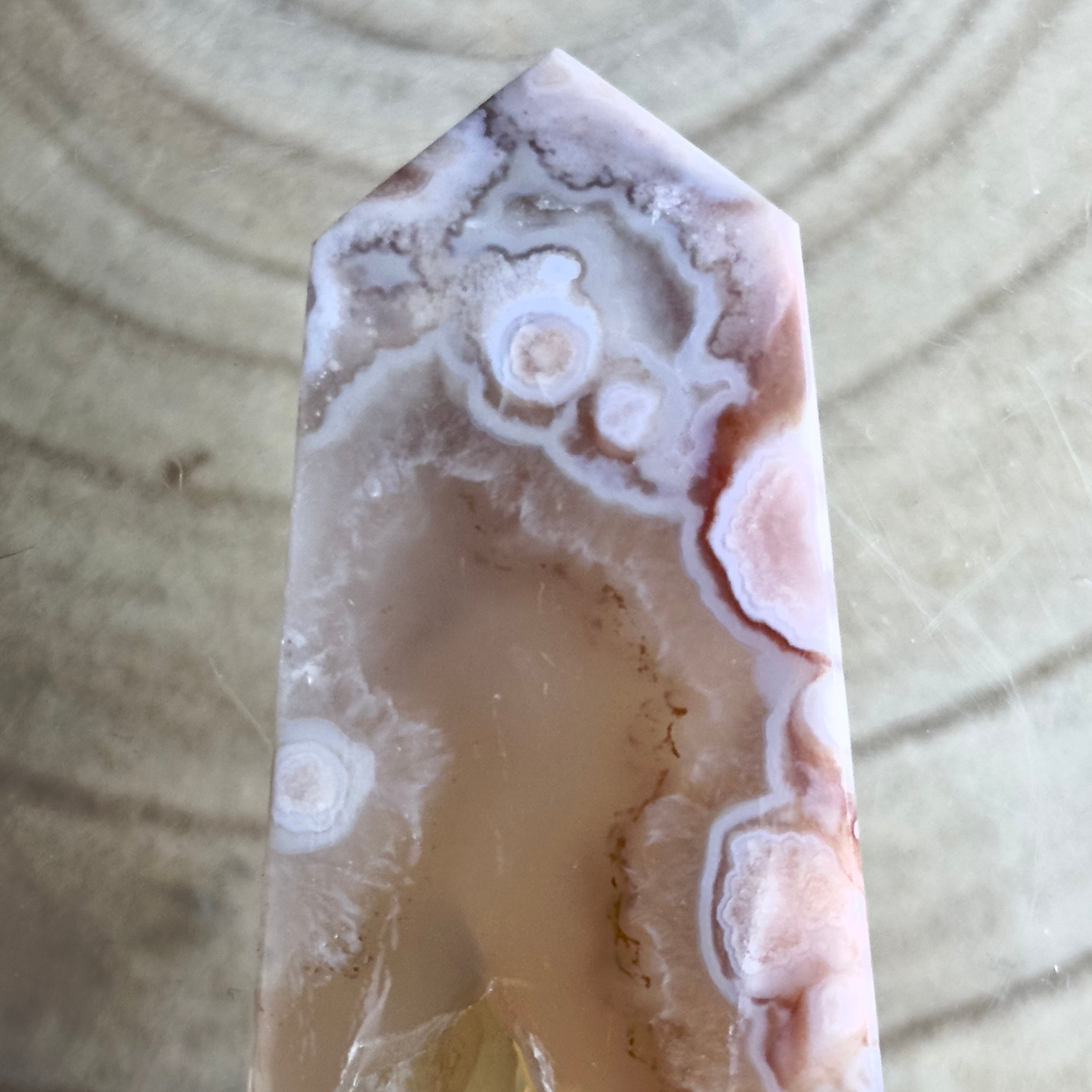 Flower Agate Tower with Druzy Portal