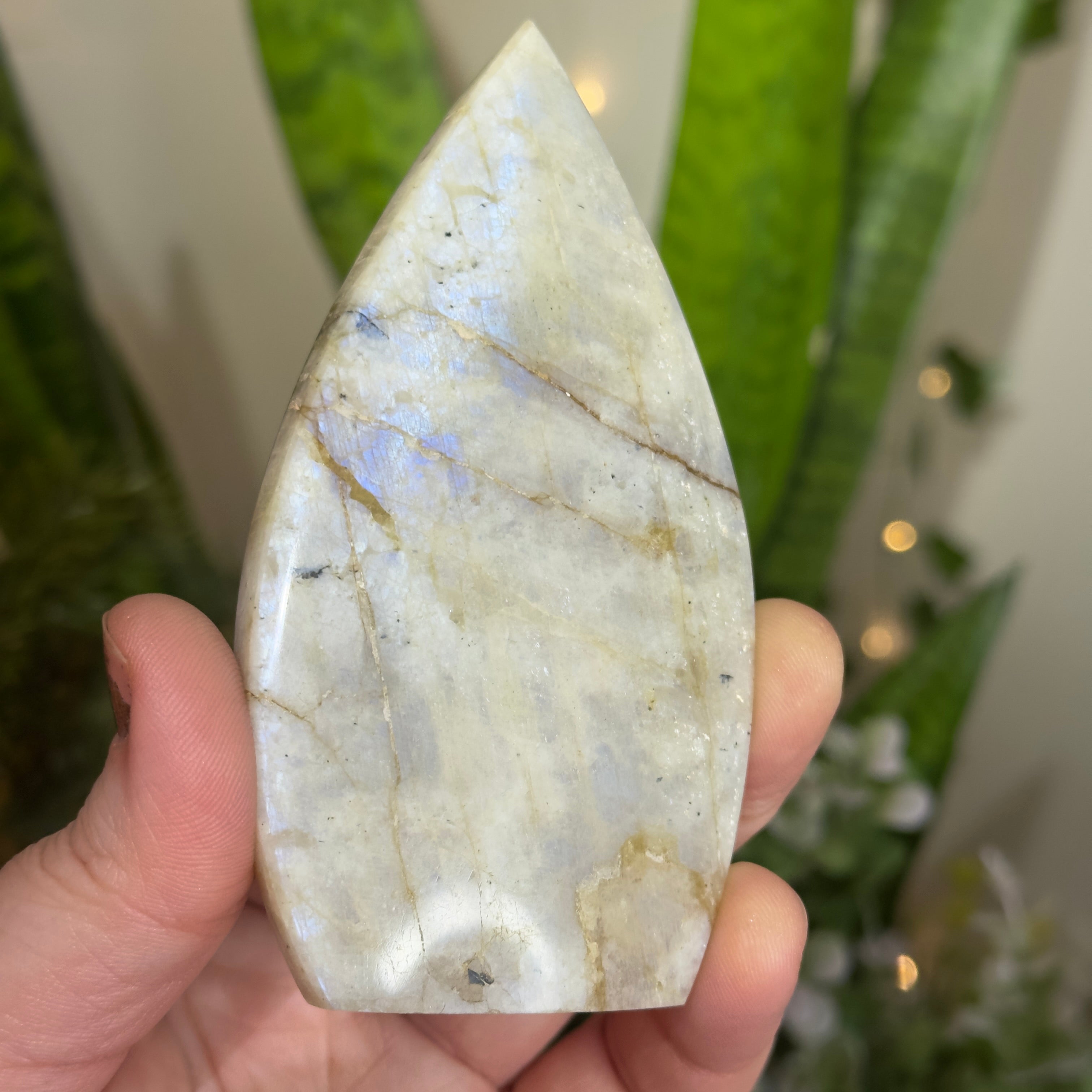 Moonstone Teardrop with Electric Blue Flash - A