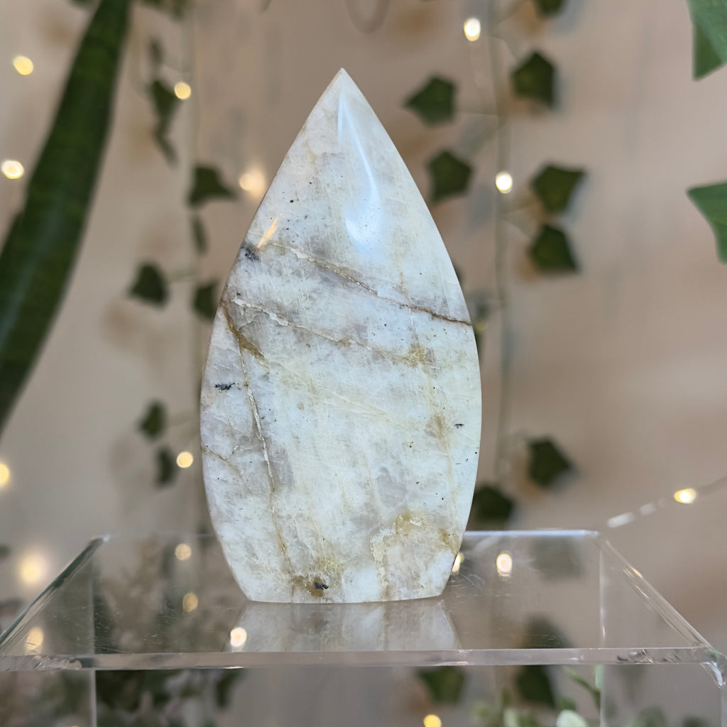 Moonstone Teardrop with Electric Blue Flash - A