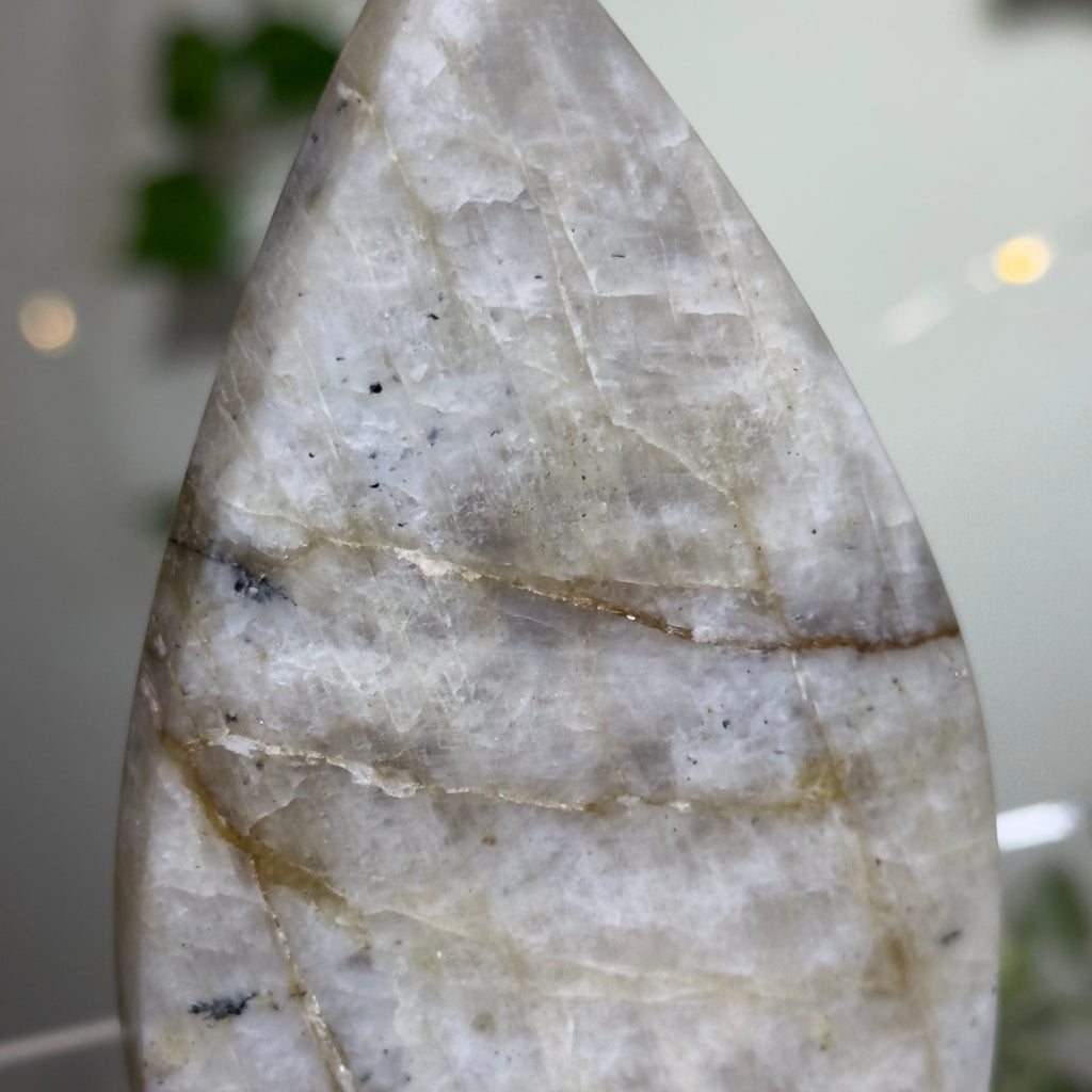 Moonstone Teardrop with Electric Blue Flash - A