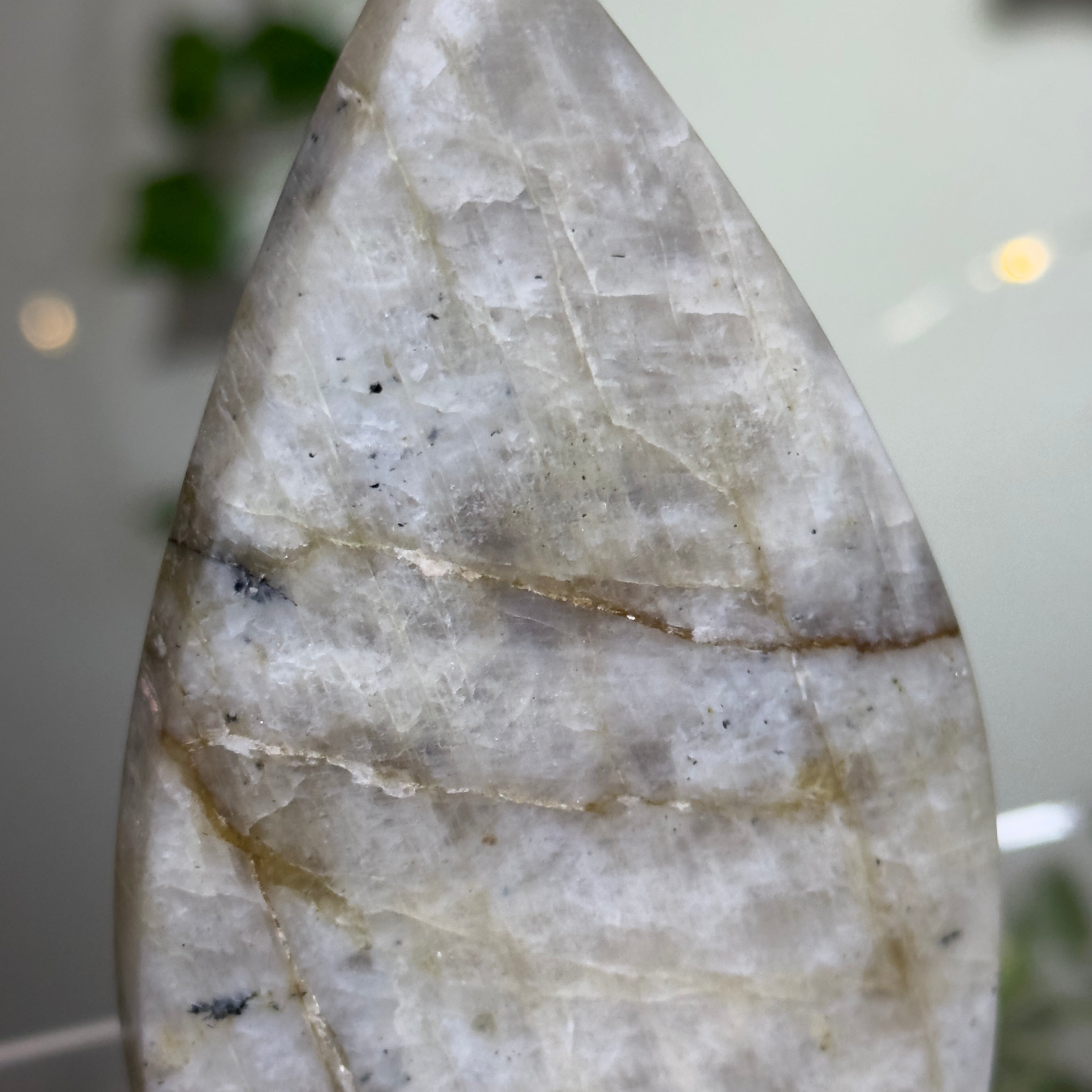 Moonstone Teardrop with Electric Blue Flash - A