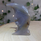Druzy Blue Agate Moon Carving