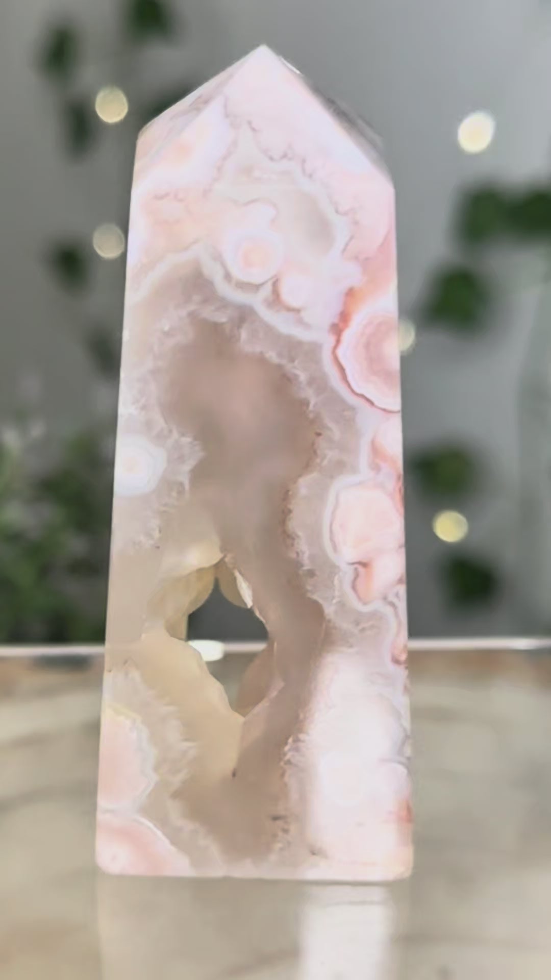 Flower Agate Tower with Druzy Portal
